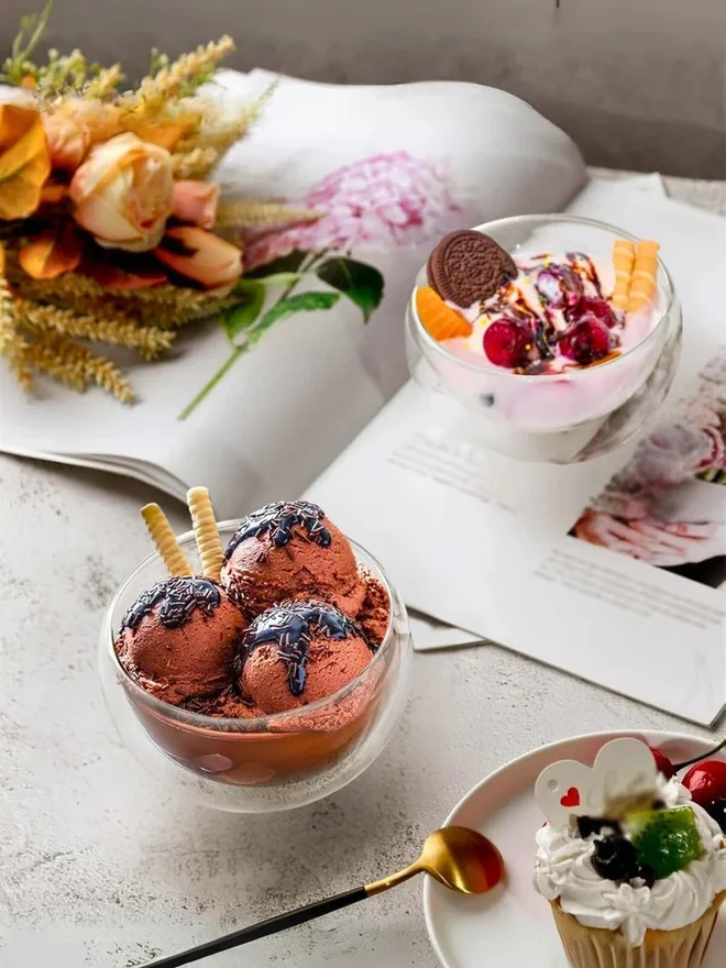 1Chase 1CHASE Set of 4 -Double Wall Glass Dip Bowl 100ml